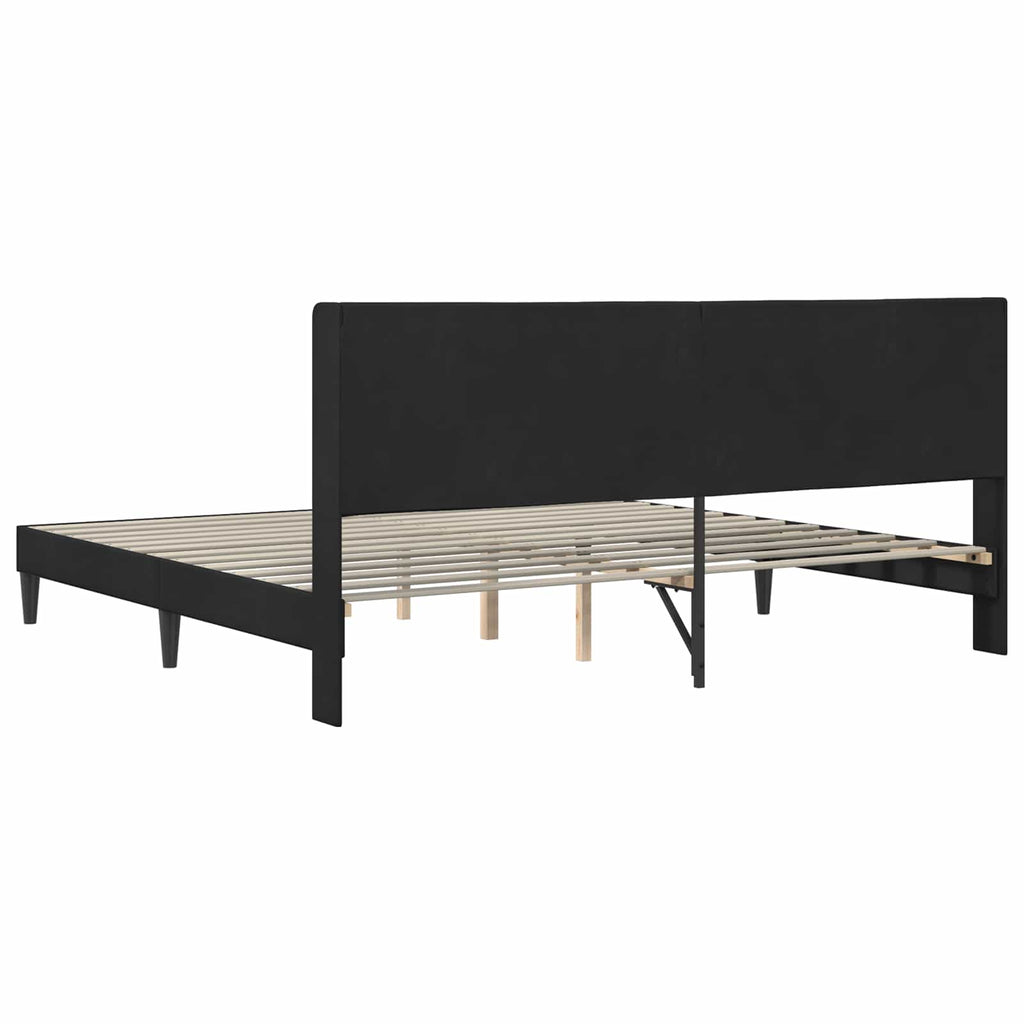 vidaXL Ramka łóżka Z zagłówkiem Czarny 180 x 200 cm Welur