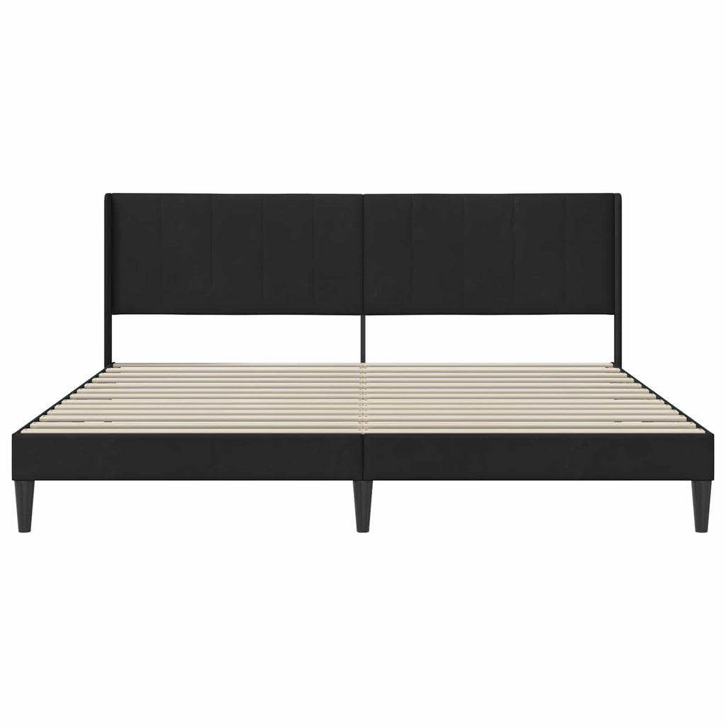 vidaXL Ramka łóżka Z zagłówkiem Czarny 180 x 200 cm Welur