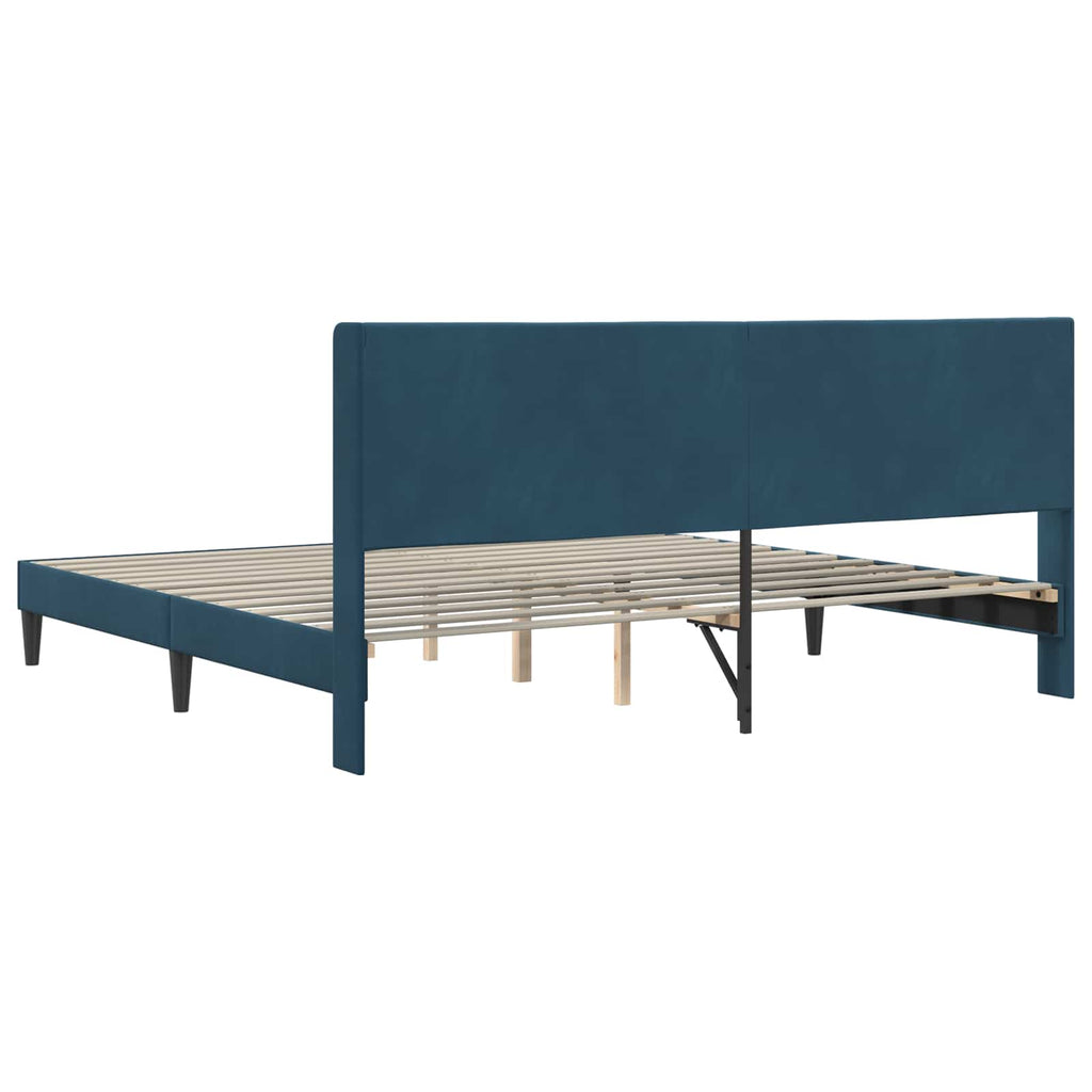 vidaXL Ramka łóżka Z zagłówkiem niebieski 180 x 200 cm Welur