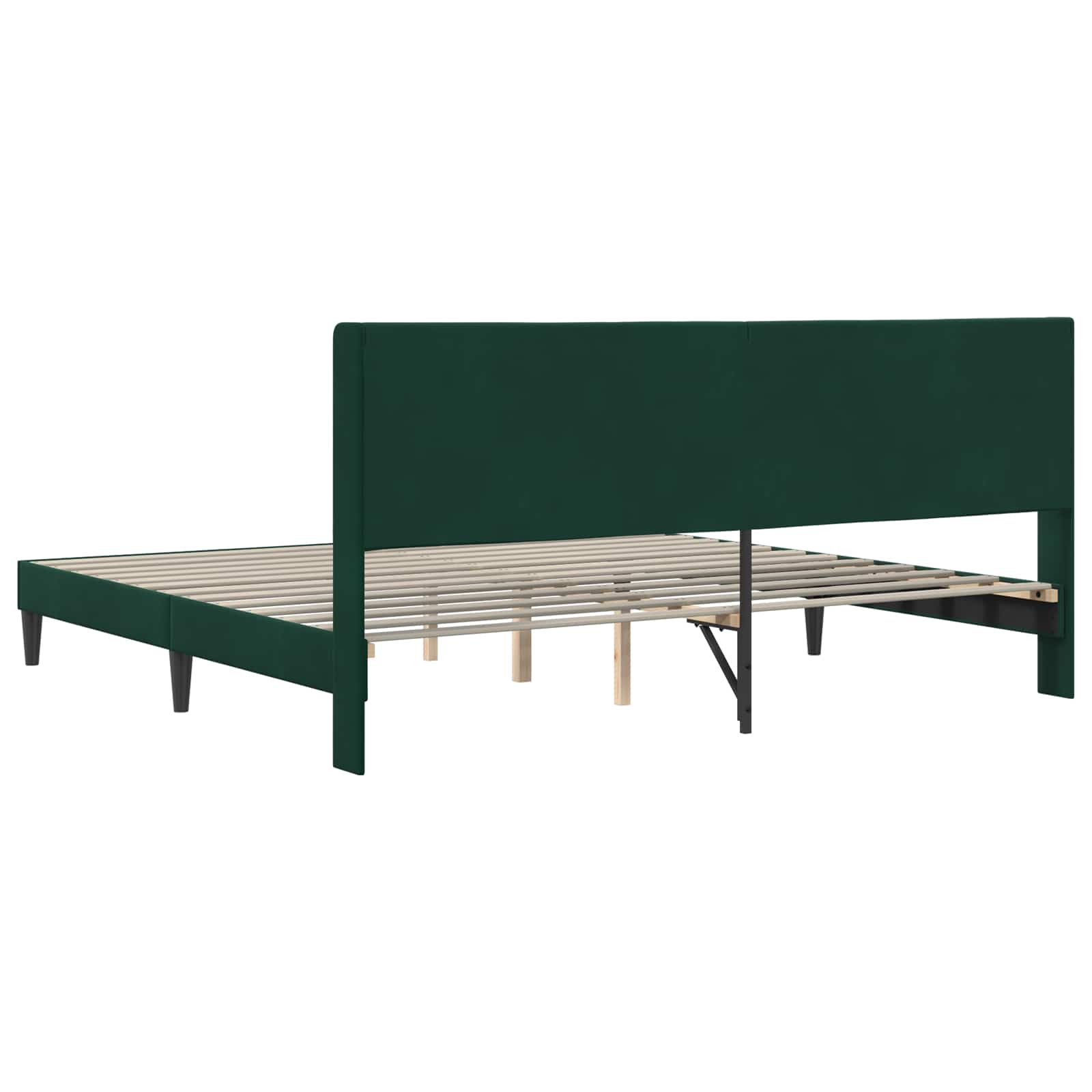 vidaXL Ramka łóżka Z zagłówkiem Ciemnozielony 200 x 200 cm Welur