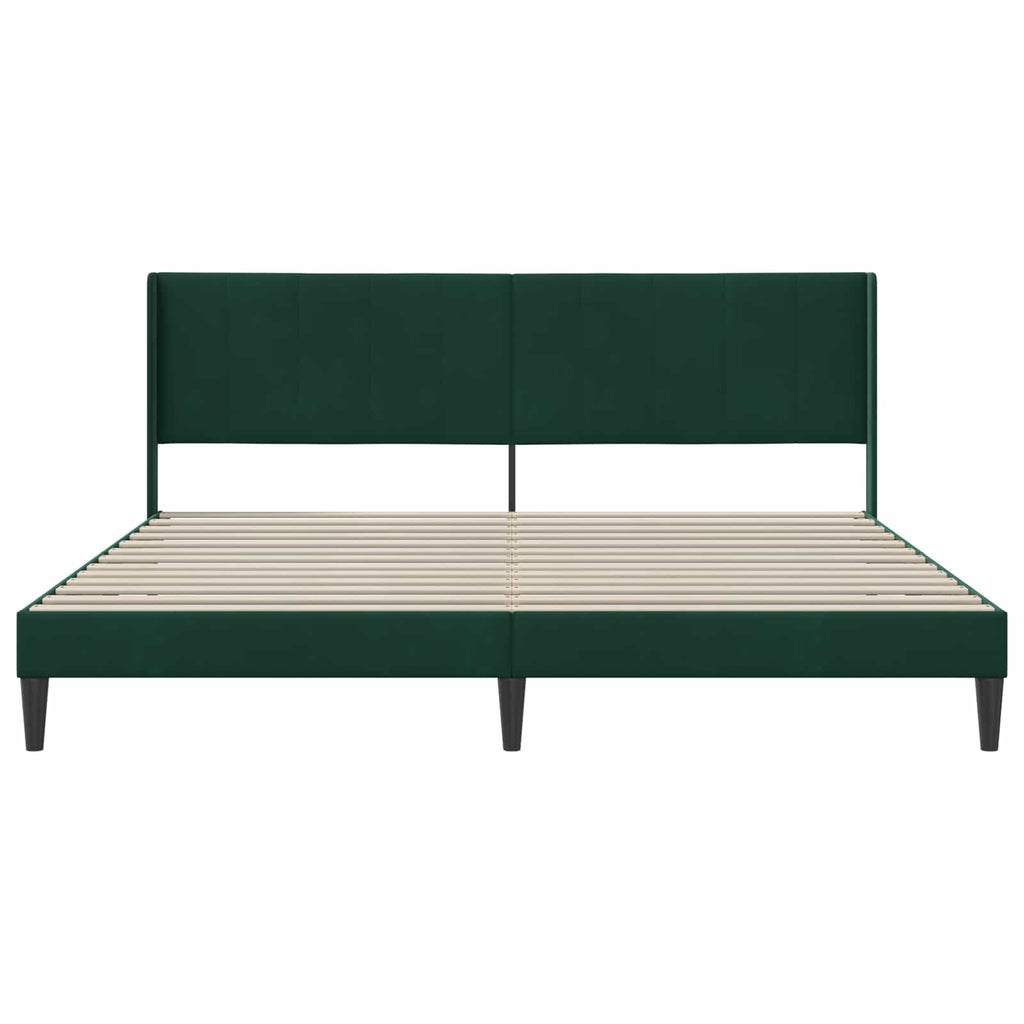 vidaXL Ramka łóżka Z zagłówkiem Ciemnozielony 200 x 200 cm Welur