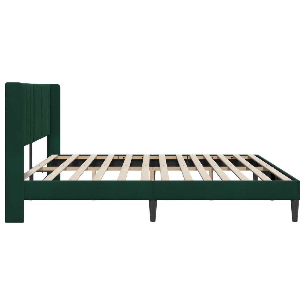 vidaXL Ramka łóżka Z zagłówkiem Ciemnozielony 200 x 200 cm Welur