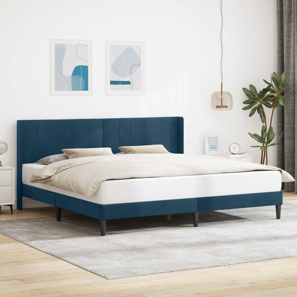 vidaXL Ramka łóżka Z zagłówkiem niebieski 200 x 200 cm Welur