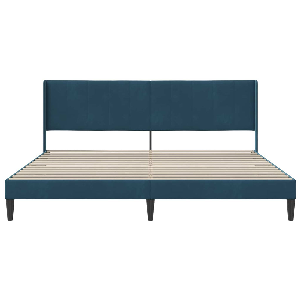 vidaXL Ramka łóżka Z zagłówkiem niebieski 200 x 200 cm Welur