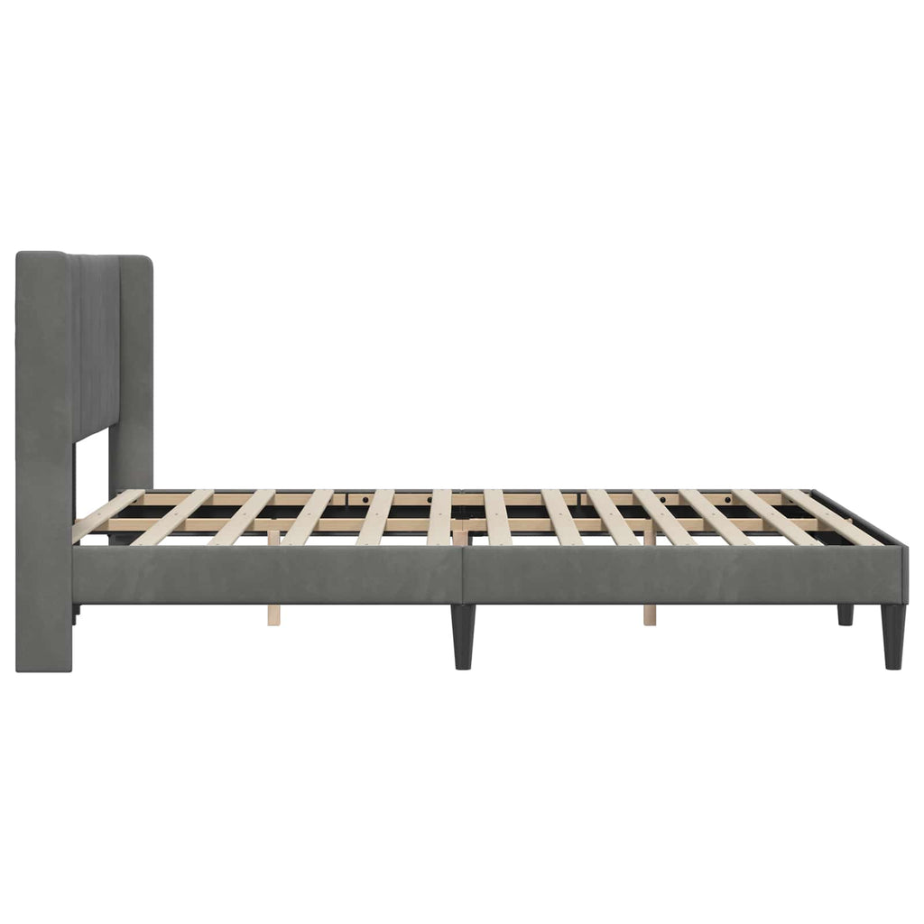 vidaXL Ramka łóżka Z zagłówkiem ciemnoszary 137 x 190 cm Welur