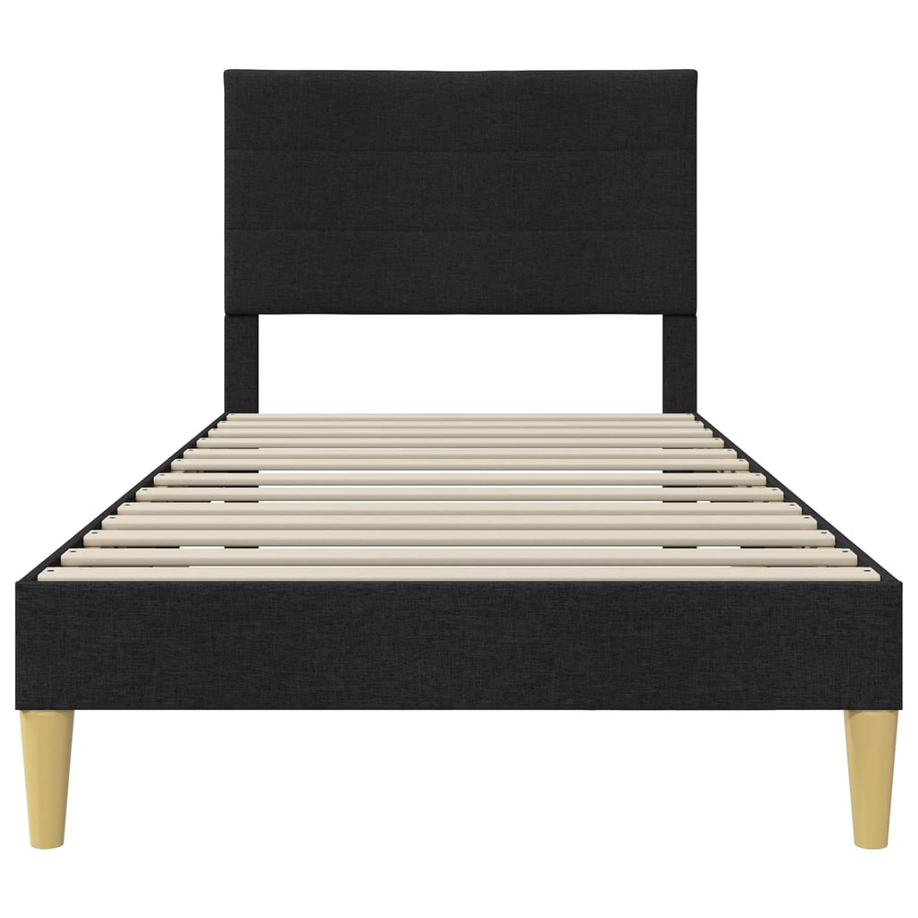 vidaXL Ramka łóżka Z zagłówkiem Czarny 100 x 200 cm tkanina