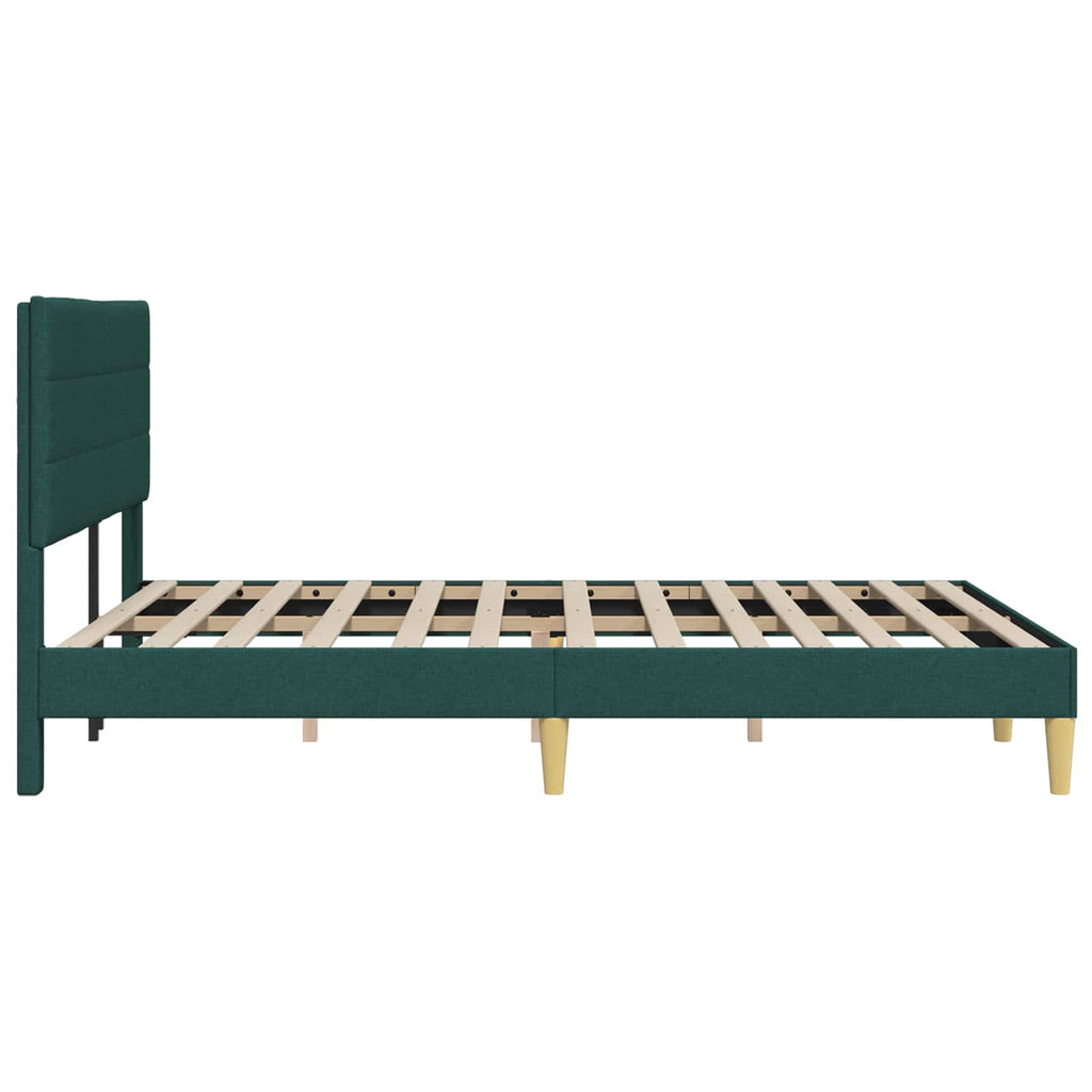vidaXL Ramka łóżka Z zagłówkiem Ciemnozielony 120 x 190 cm tkanina