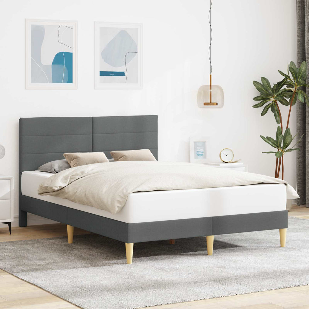 vidaXL Ramka łóżka Z zagłówkiem ciemnoszary 120 x 200 cm tkanina