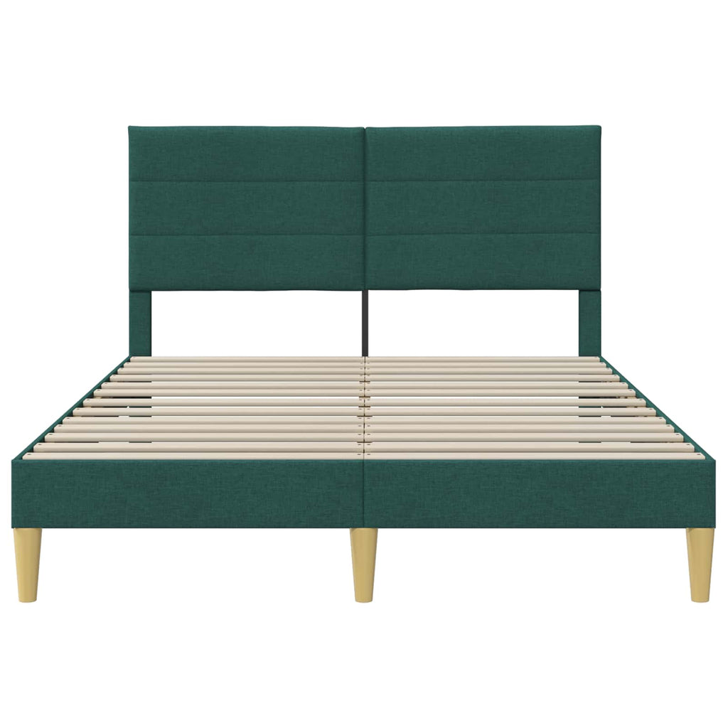 vidaXL Ramka łóżka Z zagłówkiem Ciemnozielony 120 x 200 cm tkanina