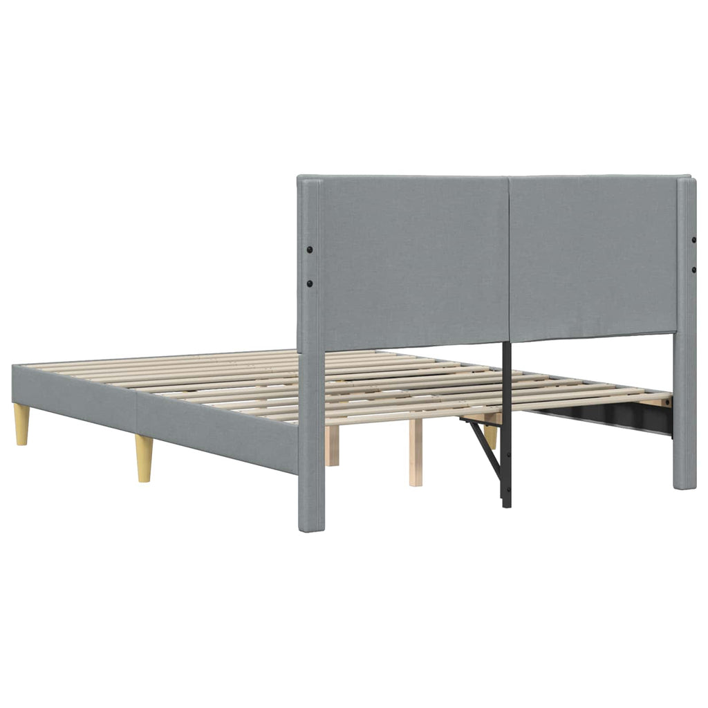 vidaXL Ramka łóżka Z zagłówkiem jasnoszary 140 x 190 cm tkanina