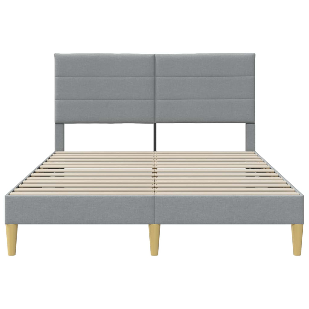vidaXL Ramka łóżka Z zagłówkiem jasnoszary 140 x 190 cm tkanina