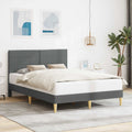 vidaXL Ramka łóżka Z zagłówkiem ciemnoszary 140 x 190 cm tkanina