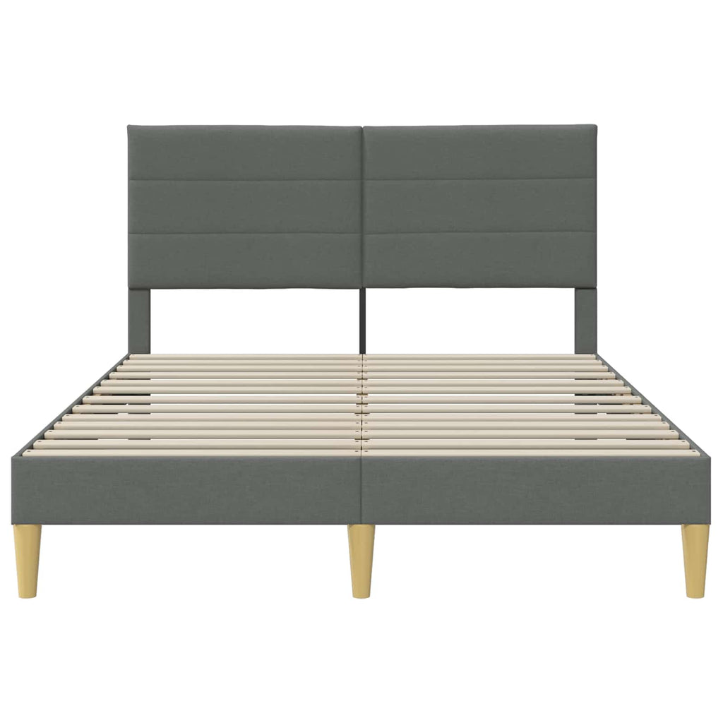 vidaXL Ramka łóżka Z zagłówkiem ciemnoszary 140 x 190 cm tkanina