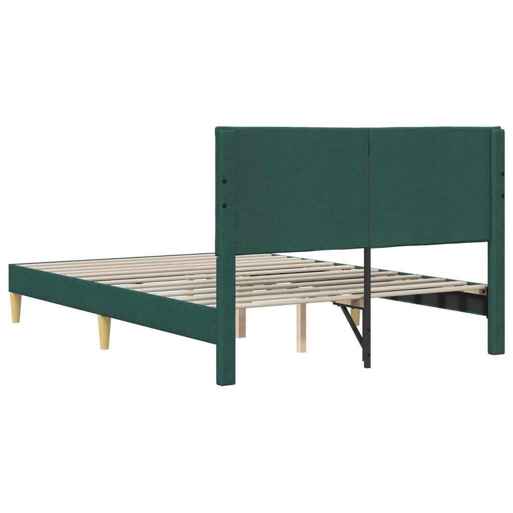 vidaXL Ramka łóżka Z zagłówkiem Ciemnozielony 140 x 190 cm tkanina