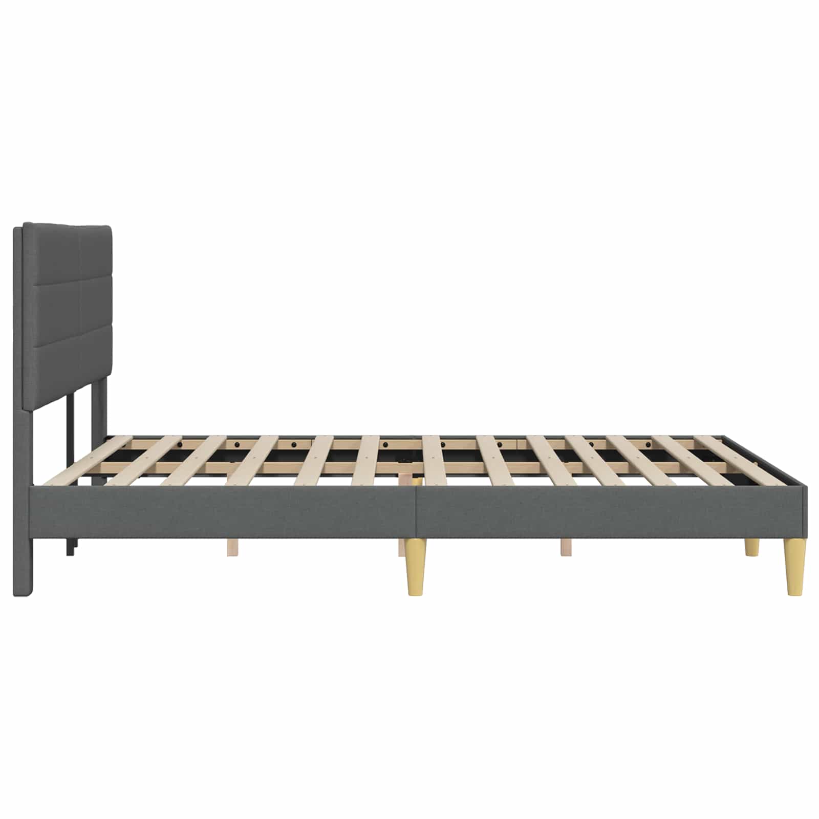 vidaXL Ramka łóżka Z zagłówkiem ciemnoszary 140 x 200 cm tkanina