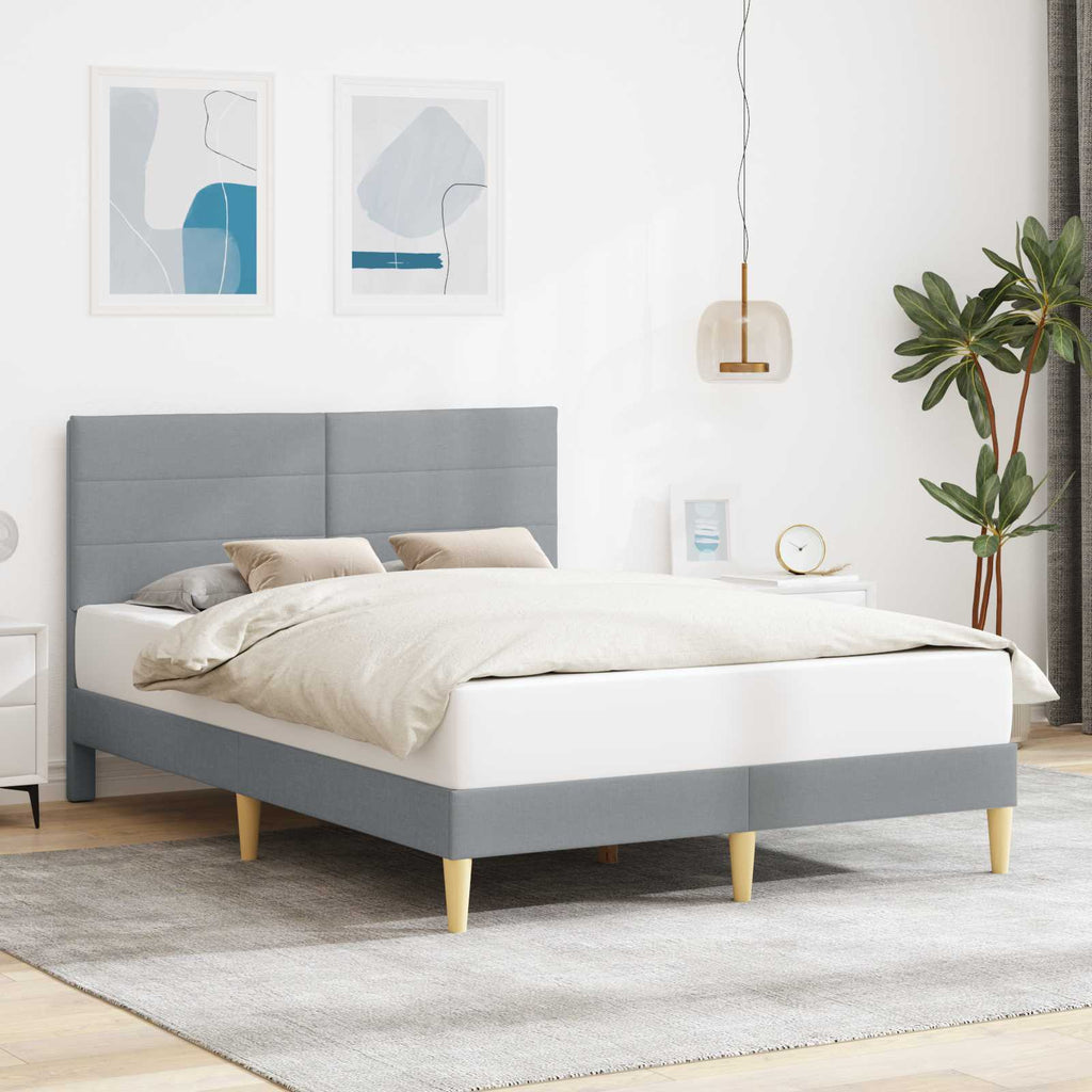 vidaXL Ramka łóżka Z zagłówkiem jasnoszary 160 x 200 cm tkanina