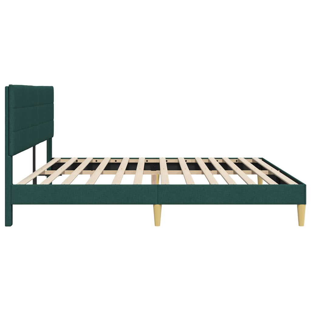 vidaXL Ramka łóżka Z zagłówkiem Ciemnozielony 180 x 200 cm tkanina