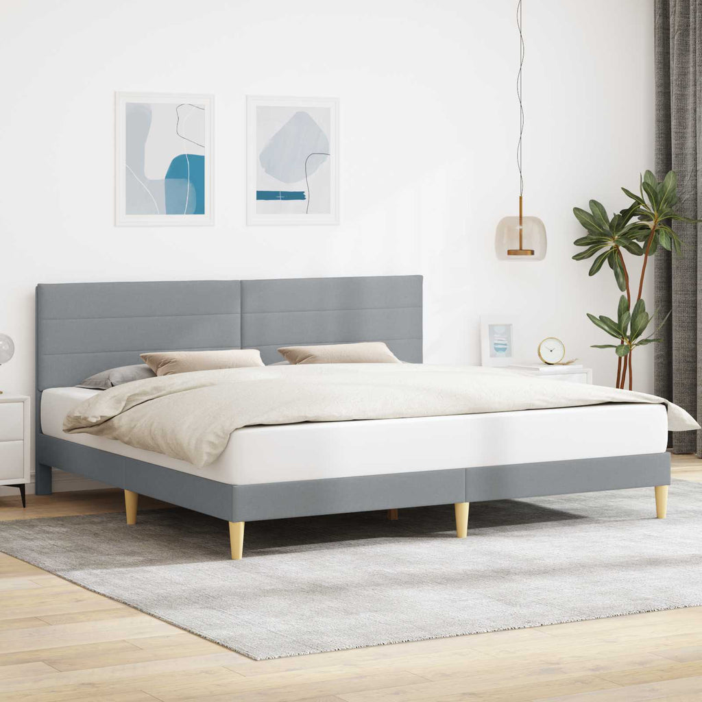 vidaXL Ramka łóżka Z zagłówkiem jasnoszary 200 x 200 cm tkanina