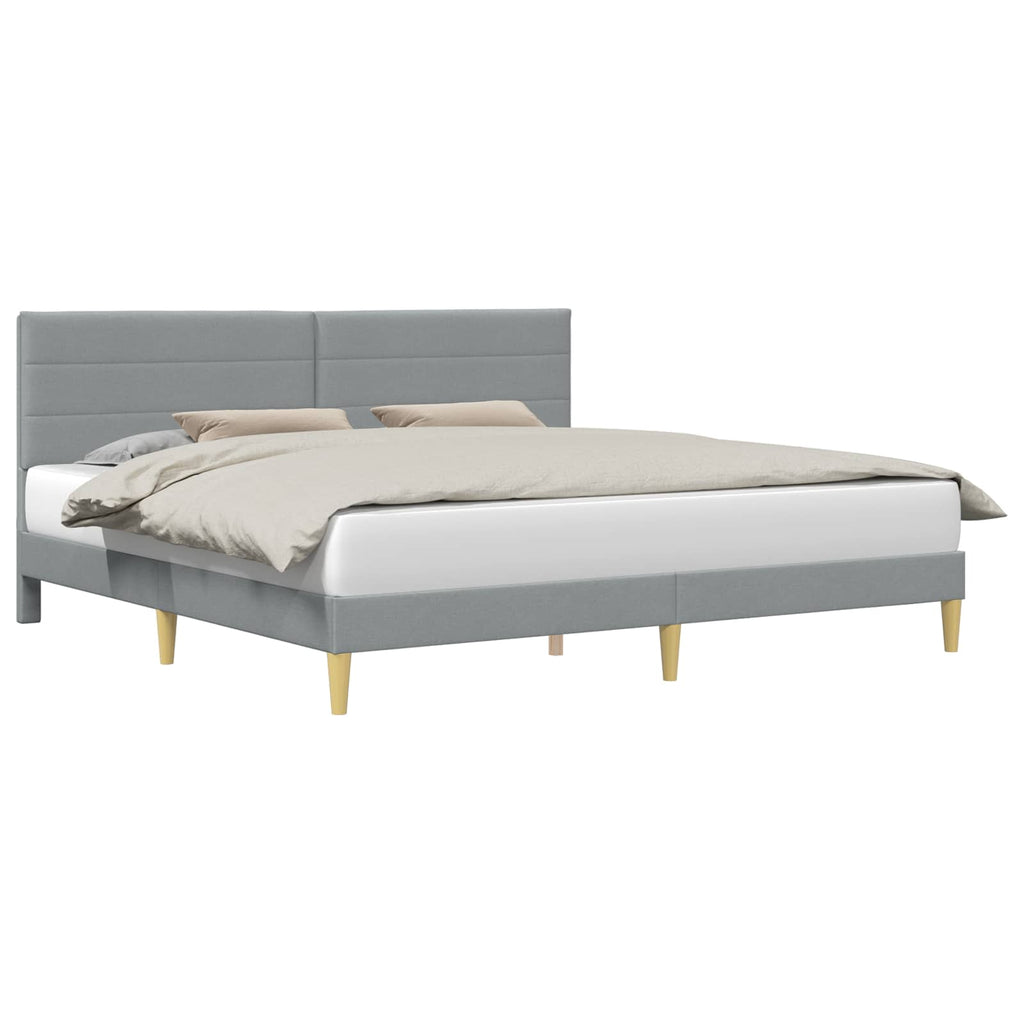 vidaXL Ramka łóżka Z zagłówkiem jasnoszary 200 x 200 cm tkanina