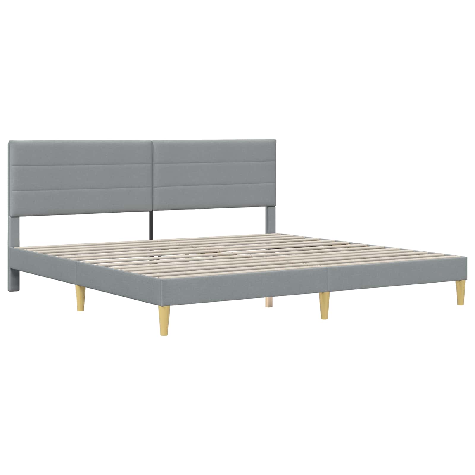 vidaXL Ramka łóżka Z zagłówkiem jasnoszary 200 x 200 cm tkanina