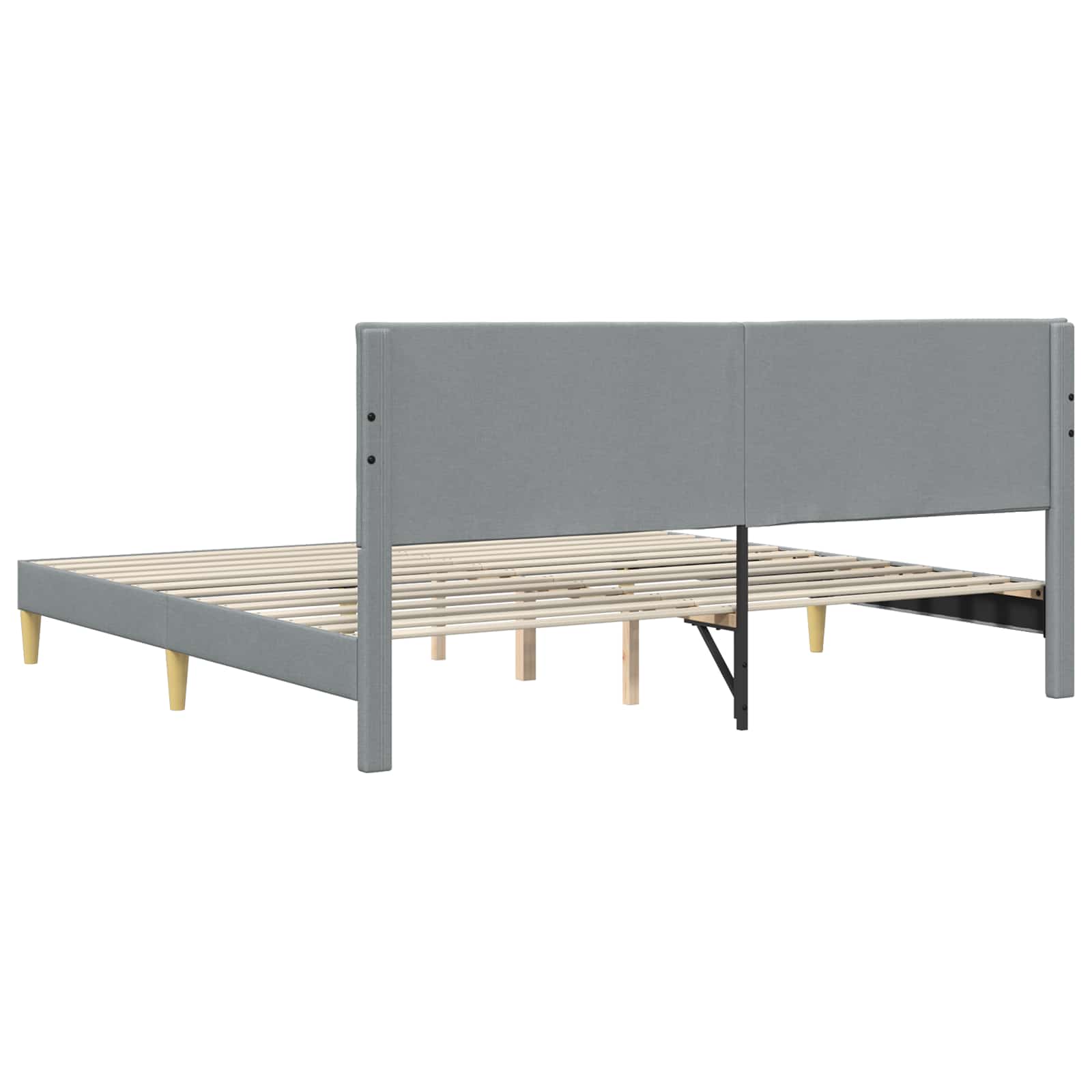 vidaXL Ramka łóżka Z zagłówkiem jasnoszary 200 x 200 cm tkanina