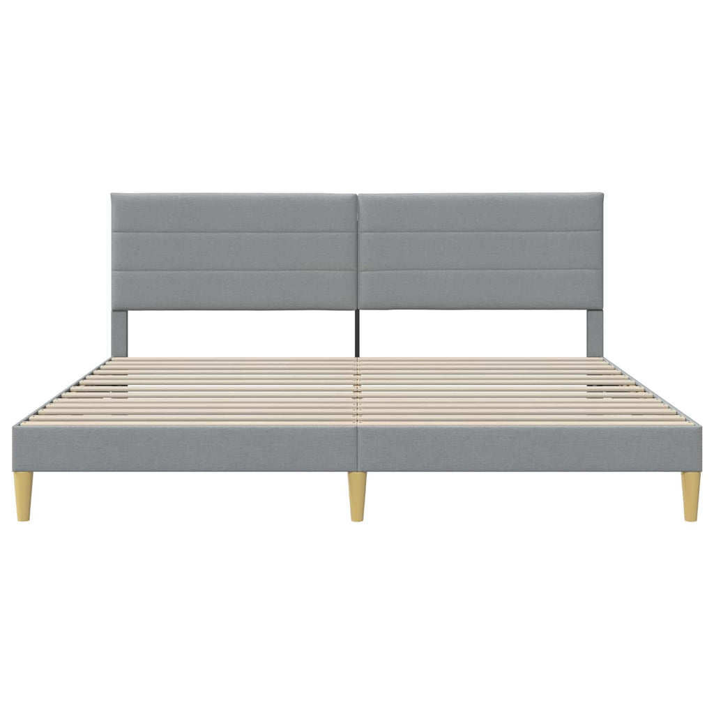 vidaXL Ramka łóżka Z zagłówkiem jasnoszary 200 x 200 cm tkanina