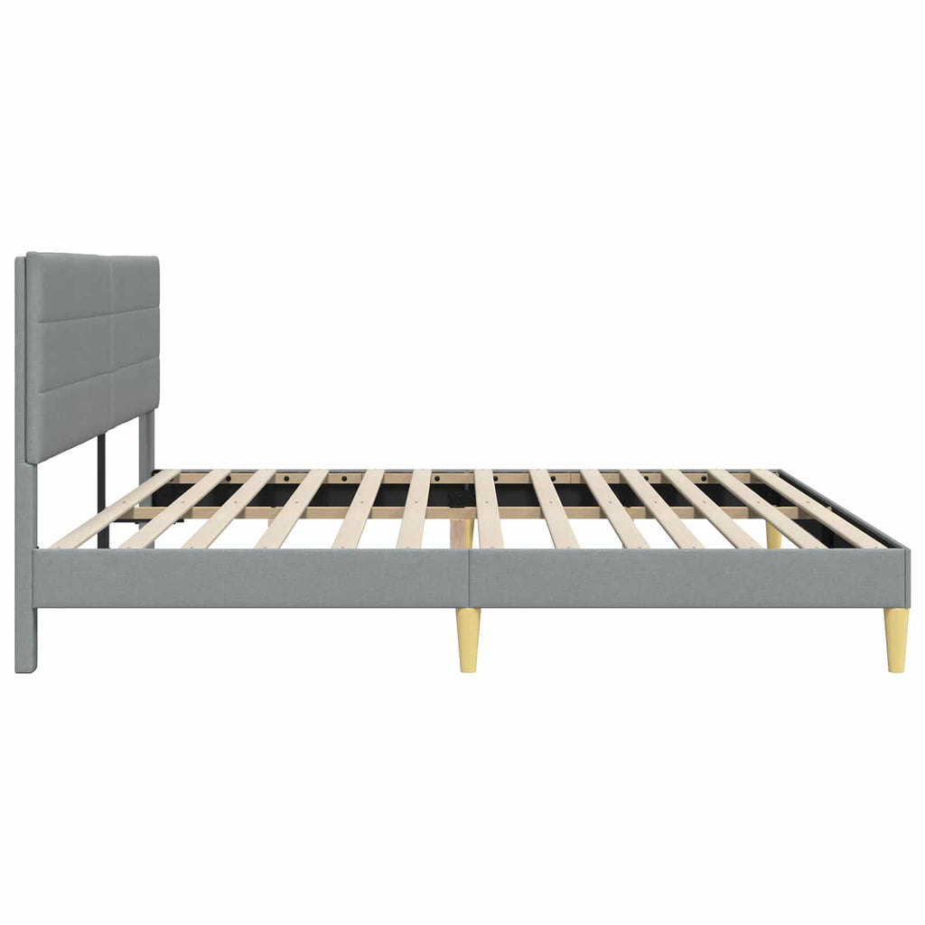 vidaXL Ramka łóżka Z zagłówkiem jasnoszary 200 x 200 cm tkanina