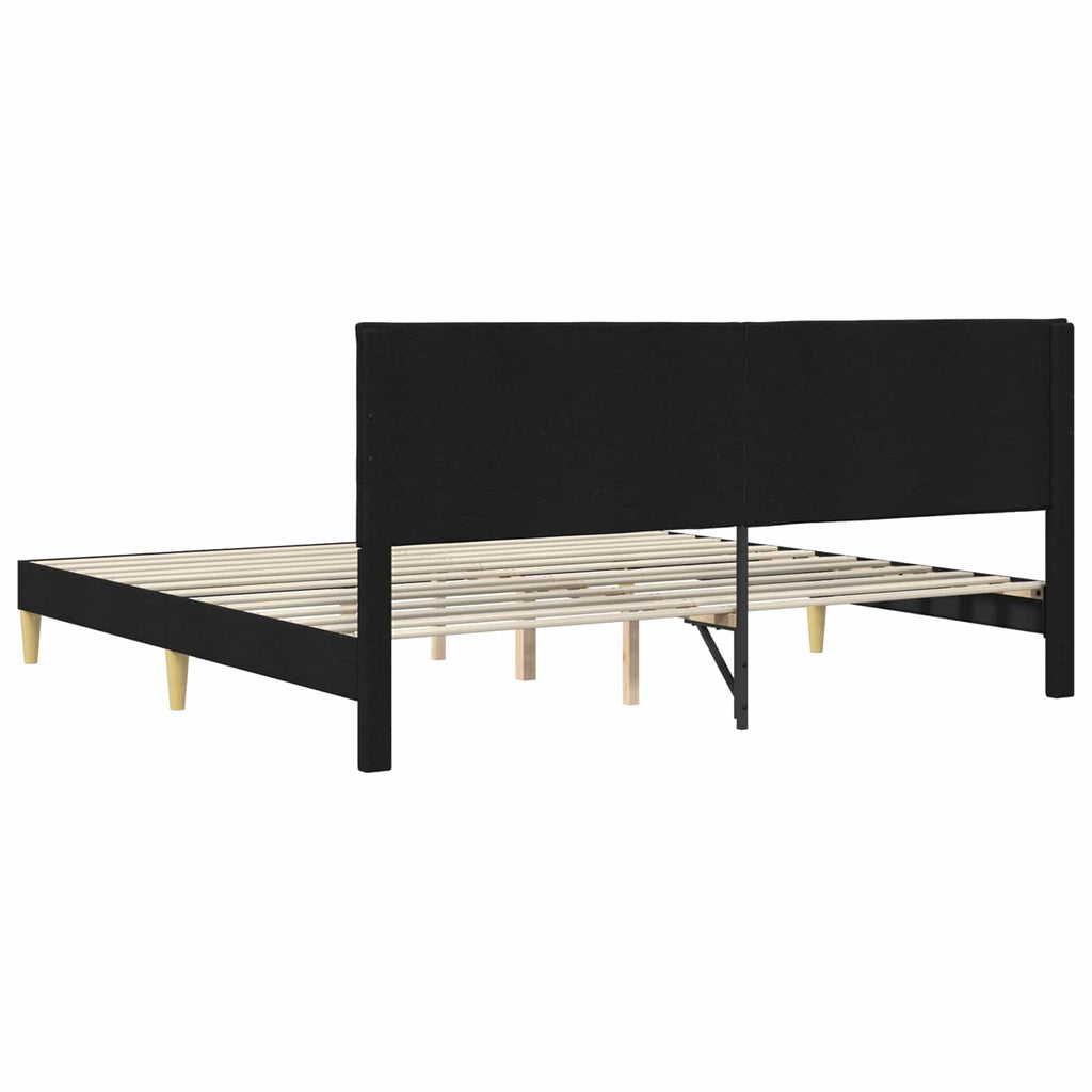 vidaXL Ramka łóżka Z zagłówkiem Czarny 200 x 200 cm tkanina