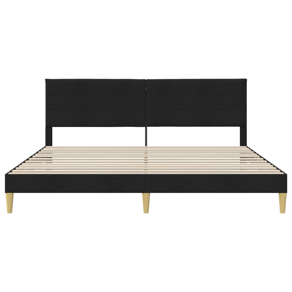vidaXL Ramka łóżka Z zagłówkiem Czarny 200 x 200 cm tkanina