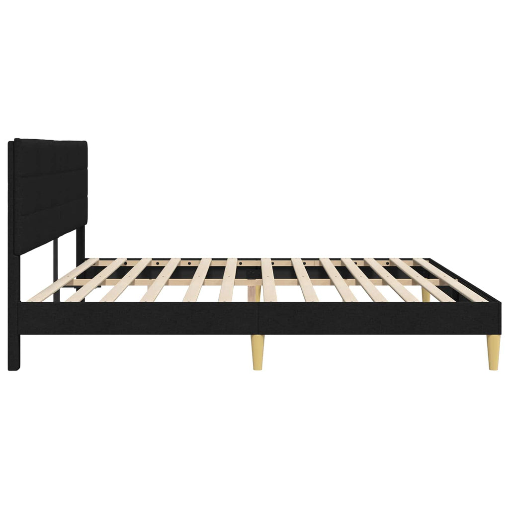 vidaXL Ramka łóżka Z zagłówkiem Czarny 200 x 200 cm tkanina