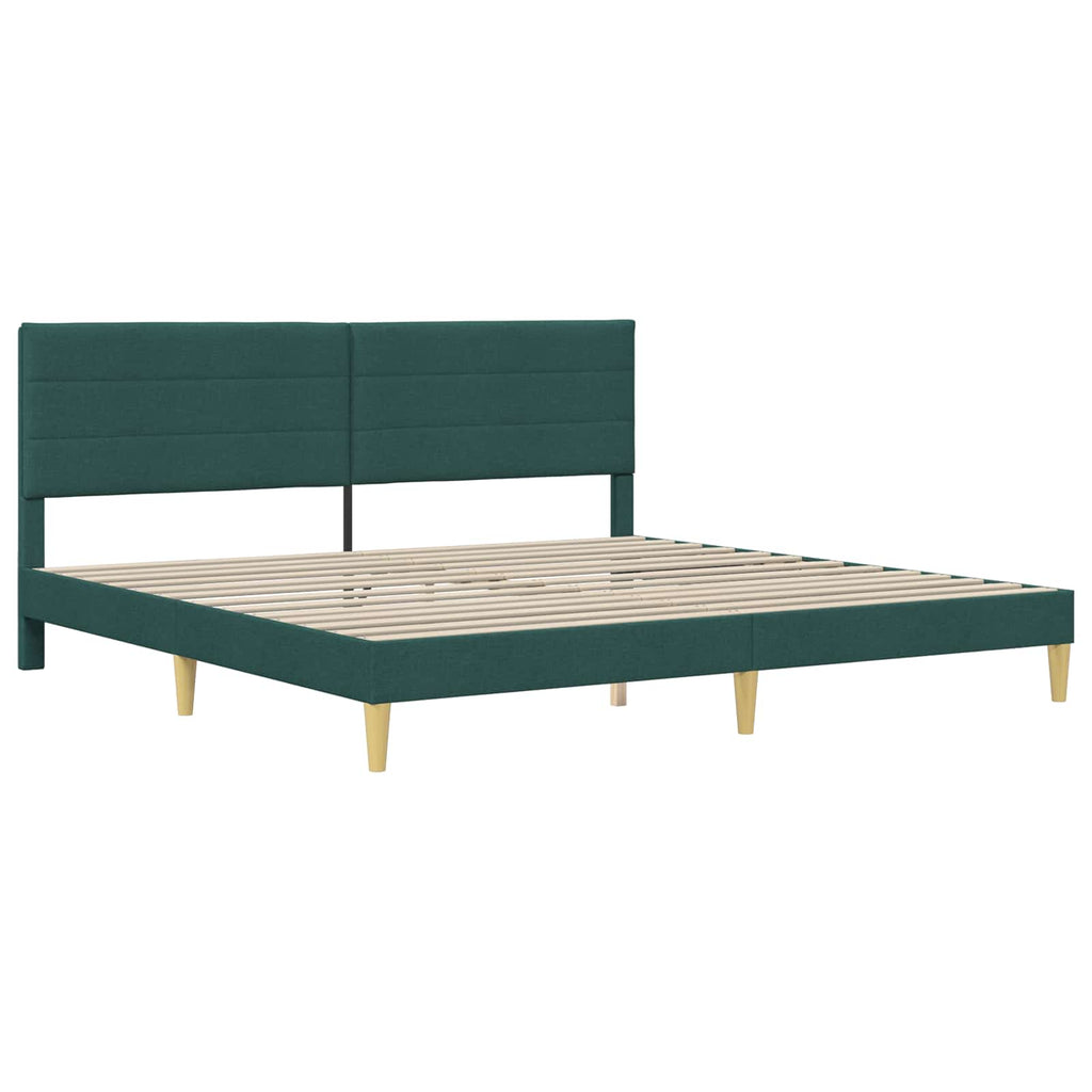vidaXL Ramka łóżka Z zagłówkiem Ciemnozielony 200 x 200 cm tkanina
