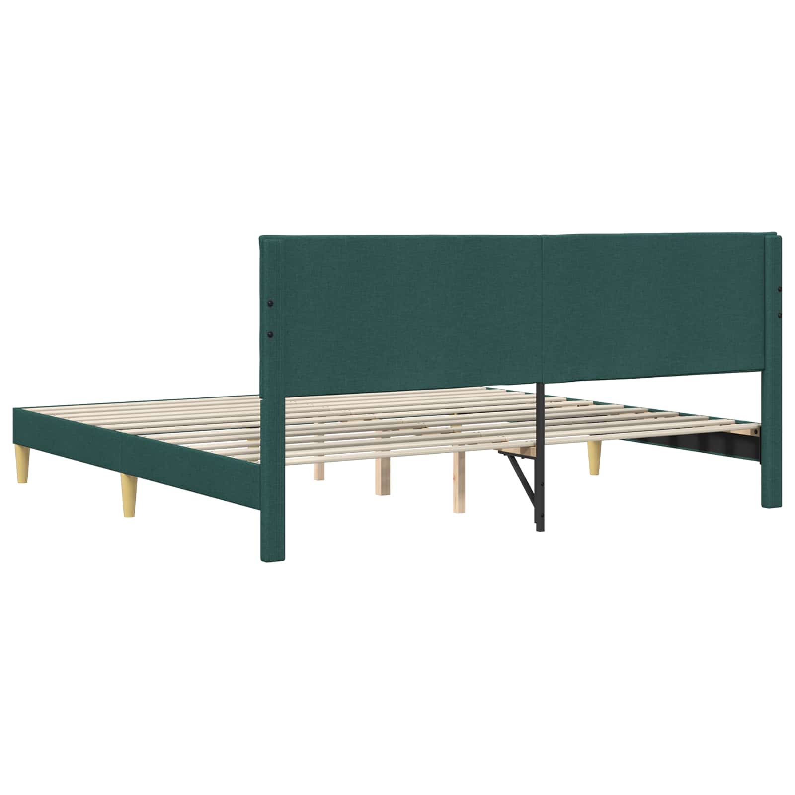 vidaXL Ramka łóżka Z zagłówkiem Ciemnozielony 200 x 200 cm tkanina