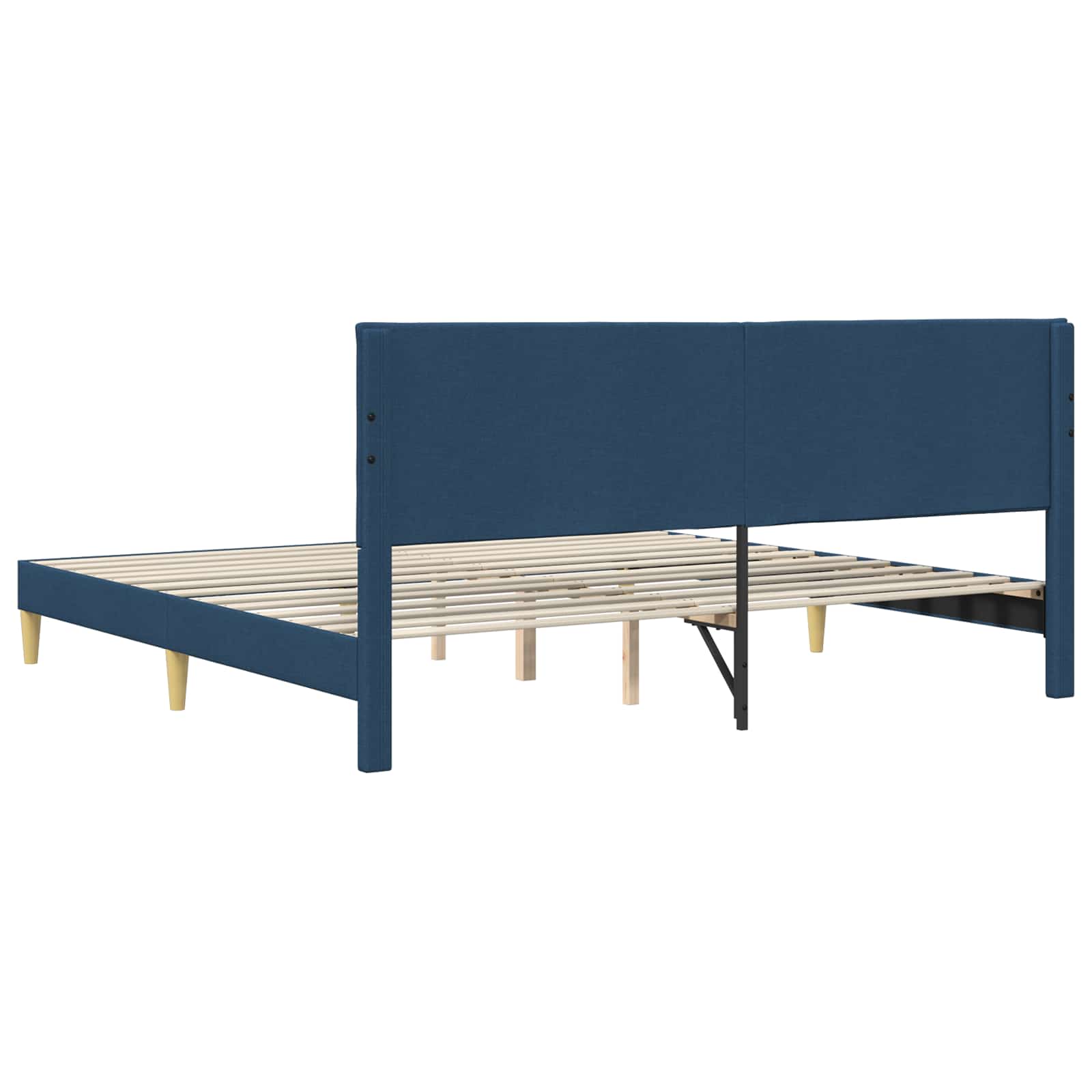 vidaXL Ramka łóżka Z zagłówkiem niebieski 200 x 200 cm tkanina