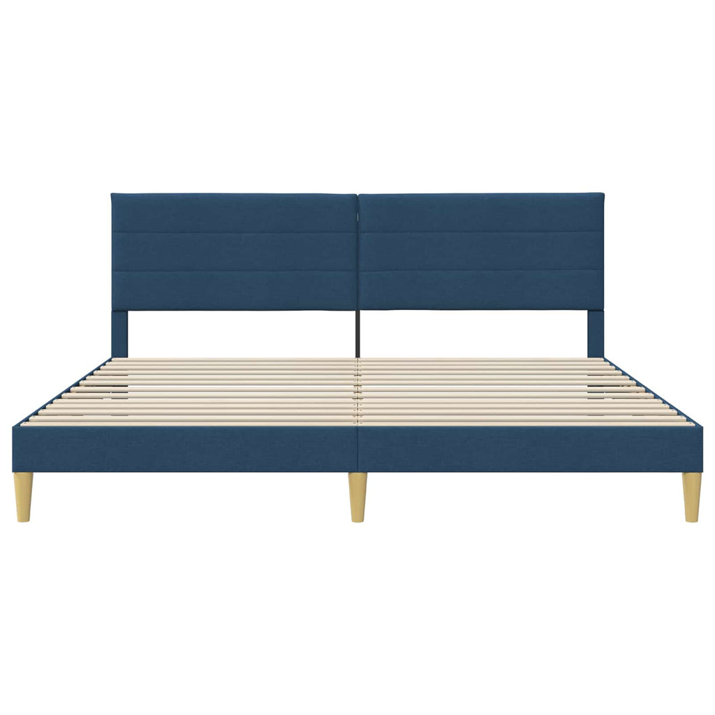 vidaXL Ramka łóżka Z zagłówkiem niebieski 200 x 200 cm tkanina
