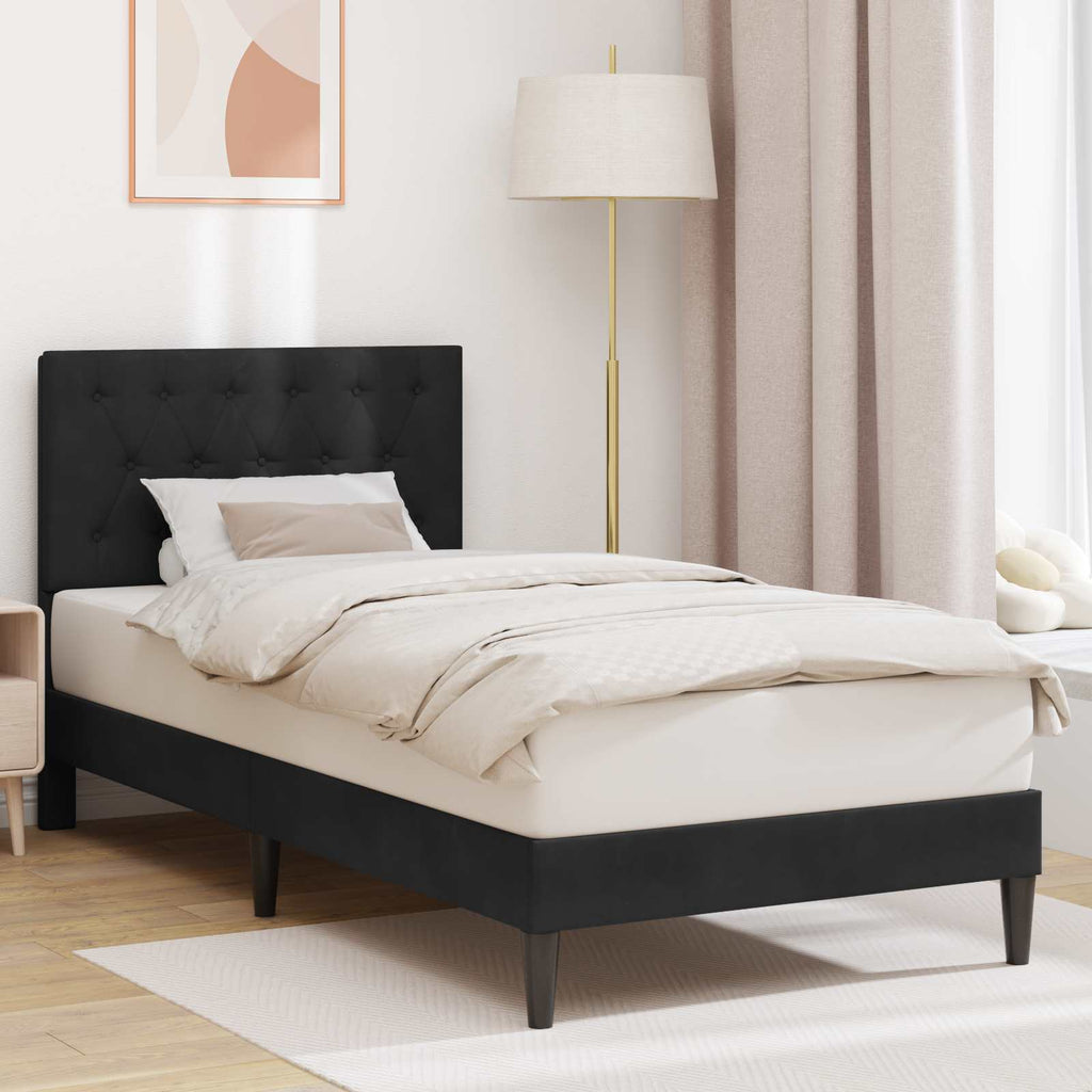 vidaXL Ramka łóżka Z zagłówkiem Czarny 80 x 200 cm Welur