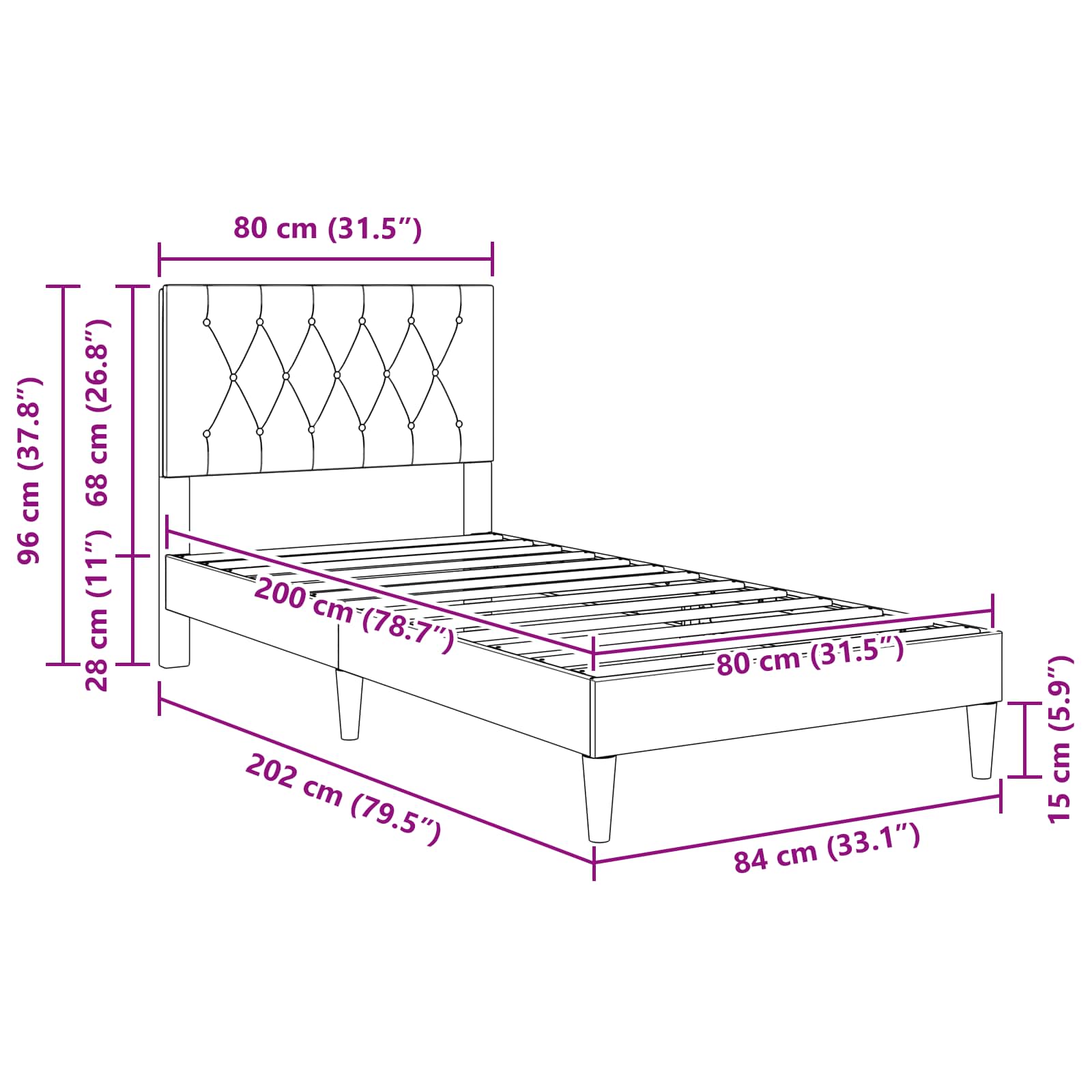 vidaXL Ramka łóżka Z zagłówkiem niebieski 80 x 200 cm Welur