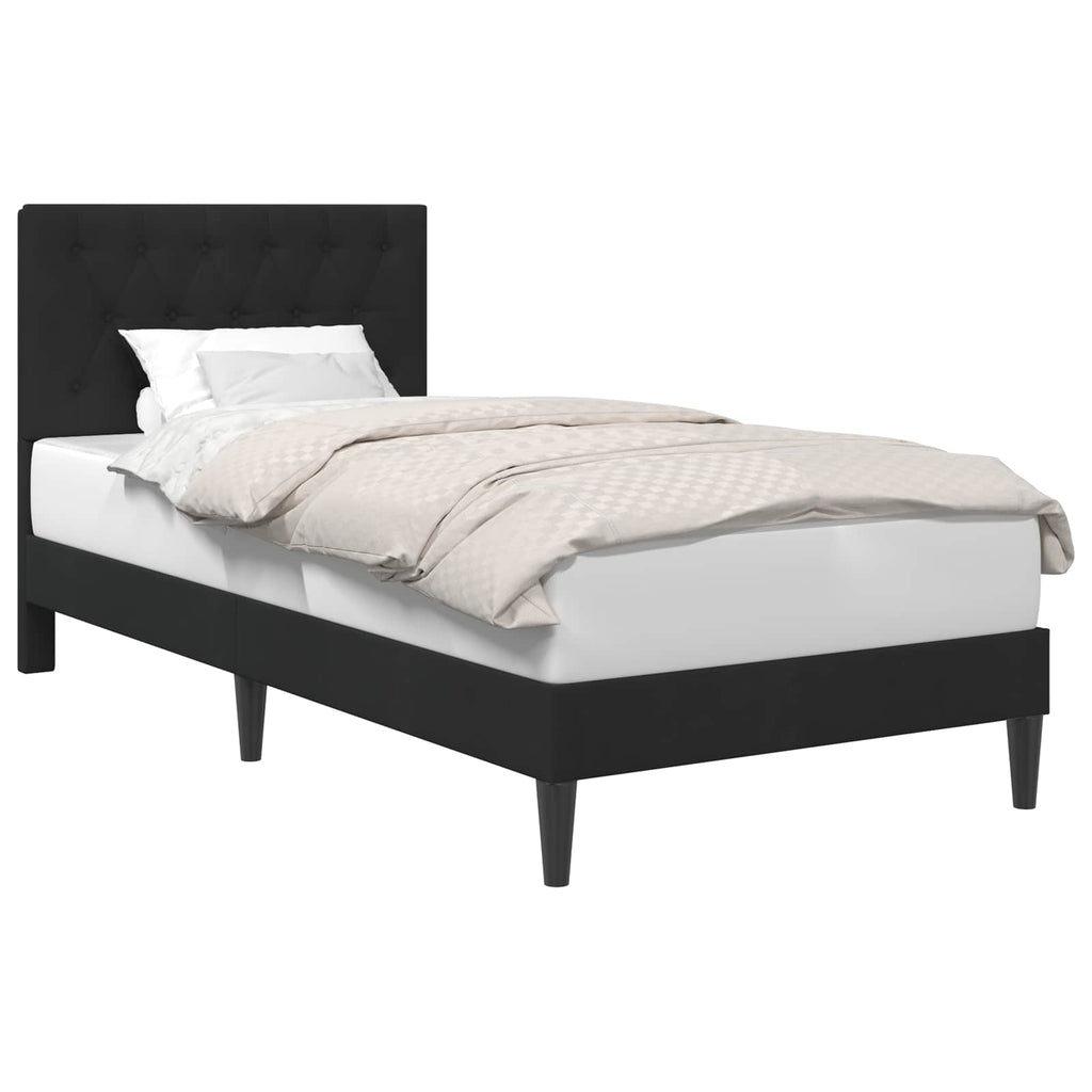 vidaXL Ramka łóżka Z zagłówkiem Czarny 90 x 190 cm Welur
