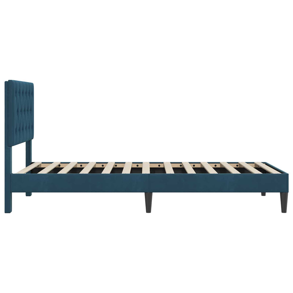 vidaXL Ramka łóżka Z zagłówkiem niebieski 90 x 190 cm Welur