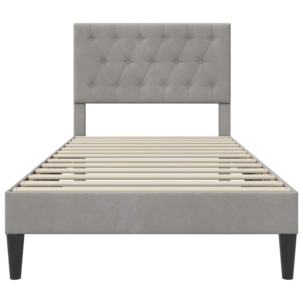 vidaXL Ramka łóżka Z zagłówkiem jasnoszary 90 x 200 cm Welur