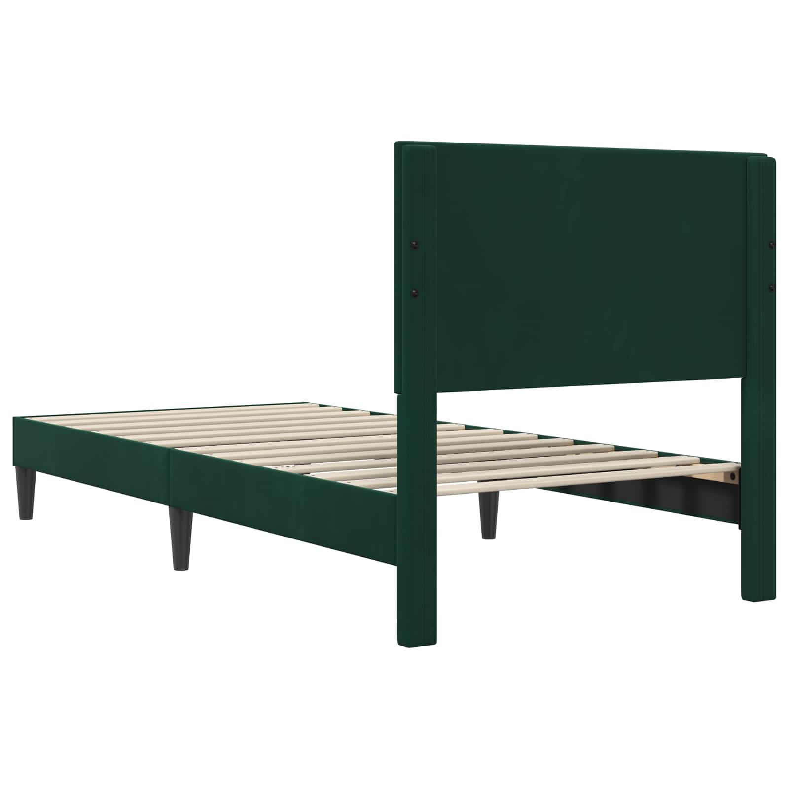 vidaXL Ramka łóżka Z zagłówkiem Ciemnozielony 90 x 200 cm Welur