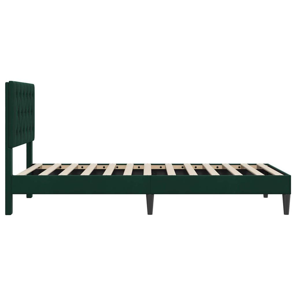 vidaXL Ramka łóżka Z zagłówkiem Ciemnozielony 90 x 200 cm Welur