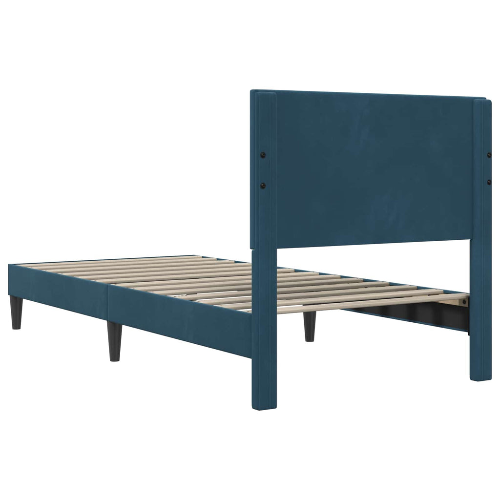 vidaXL Ramka łóżka Z zagłówkiem niebieski 100 x 200 cm Welur