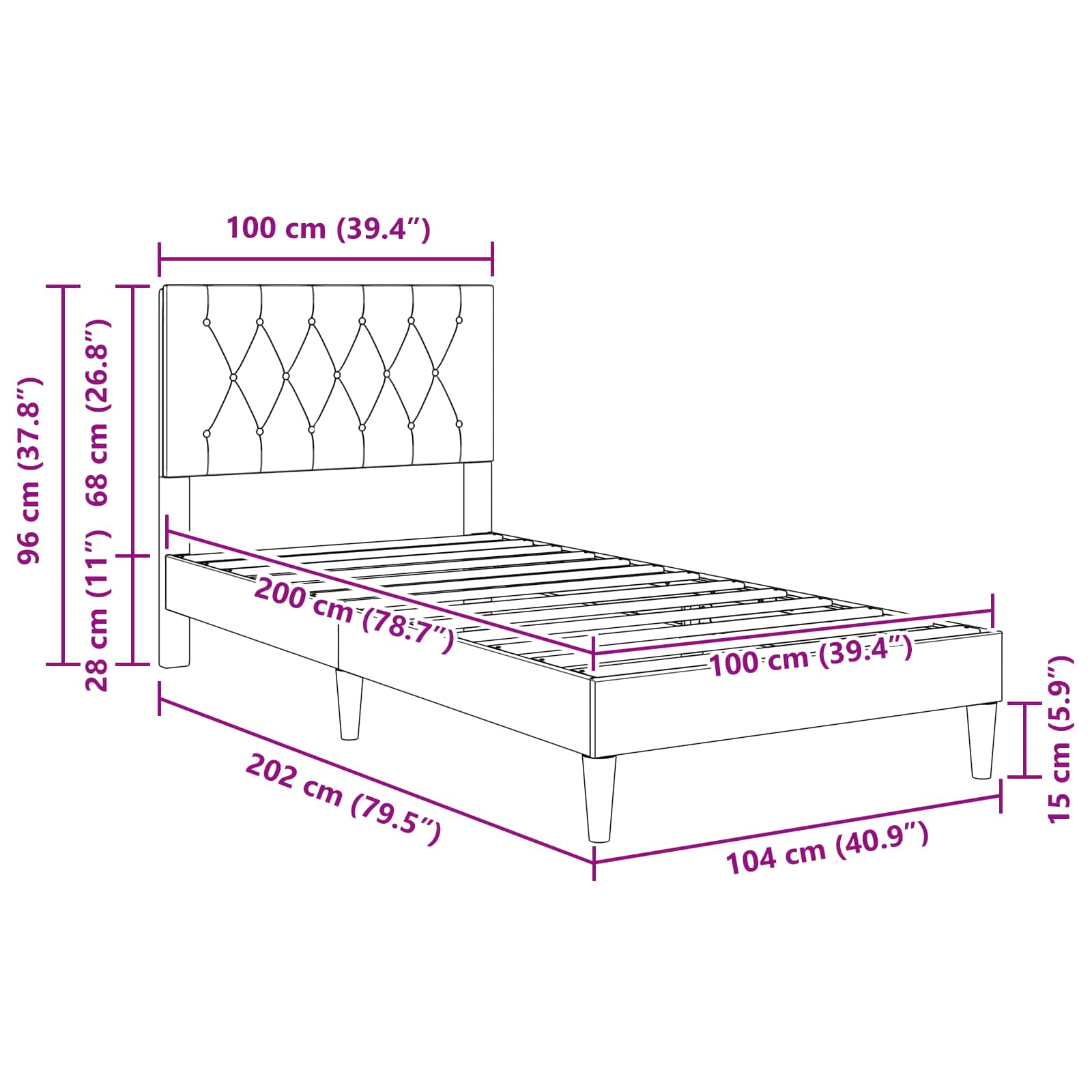 vidaXL Ramka łóżka Z zagłówkiem niebieski 100 x 200 cm Welur