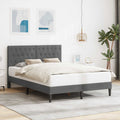 vidaXL Ramka łóżka Z zagłówkiem ciemnoszary 120 x 190 cm Welur