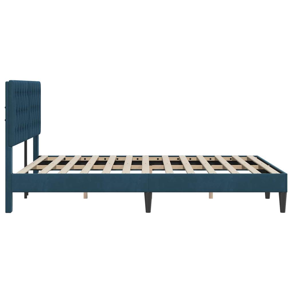 vidaXL Ramka łóżka Z zagłówkiem niebieski 120 x 190 cm Welur