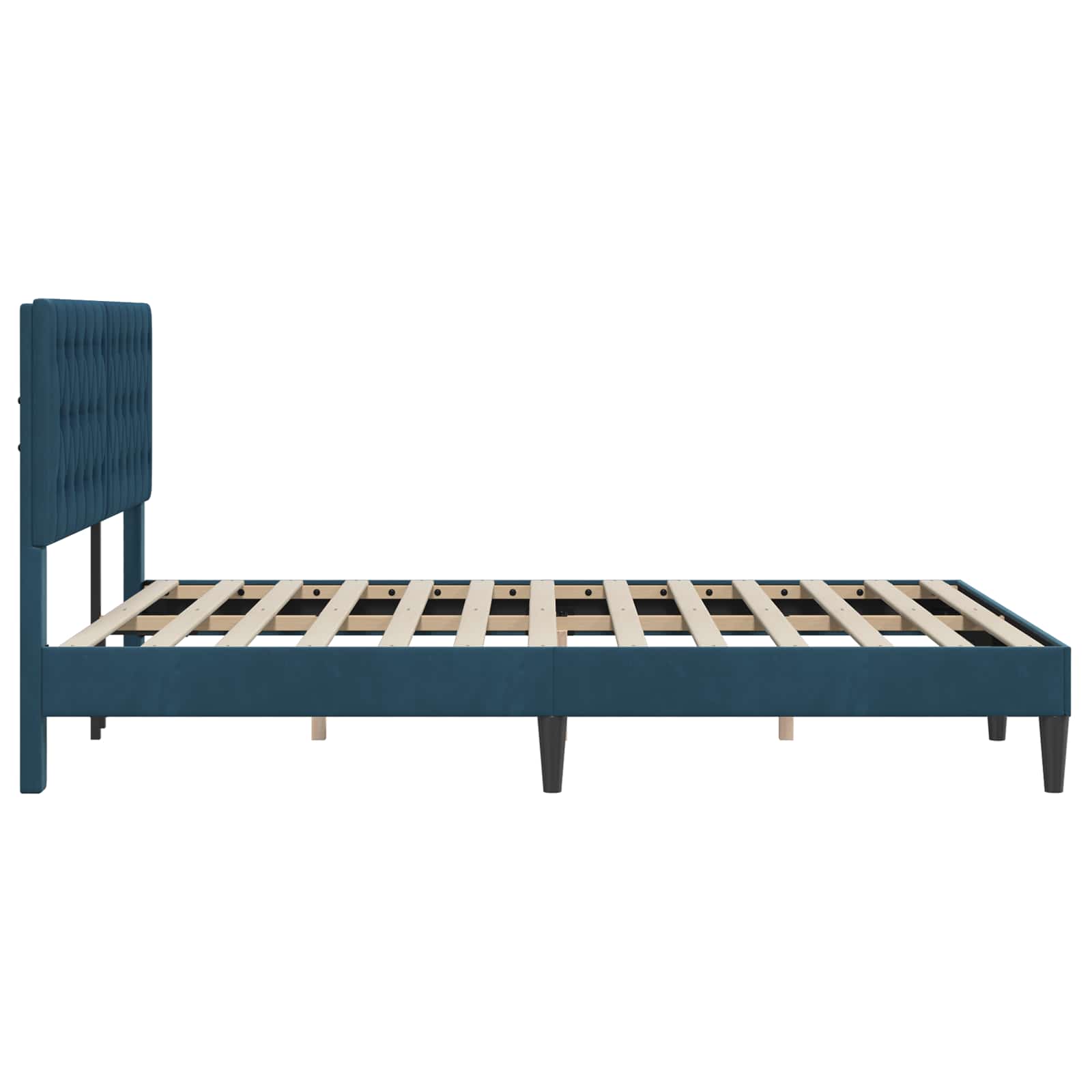 vidaXL Ramka łóżka Z zagłówkiem niebieski 120 x 190 cm Welur