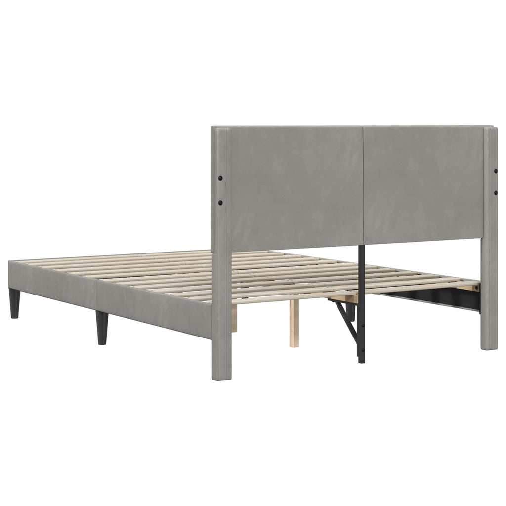 vidaXL Ramka łóżka Z zagłówkiem jasnoszary 120 x 200 cm Welur