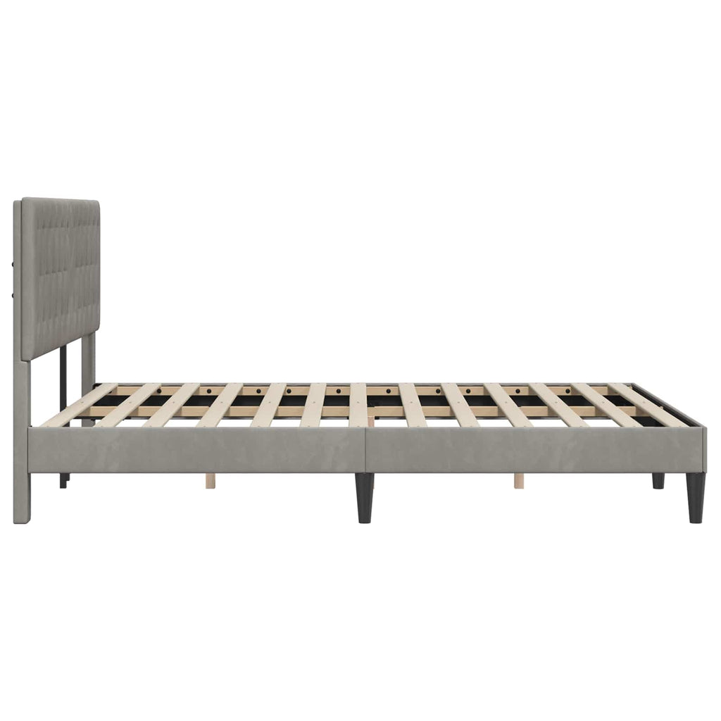 vidaXL Ramka łóżka Z zagłówkiem jasnoszary 120 x 200 cm Welur
