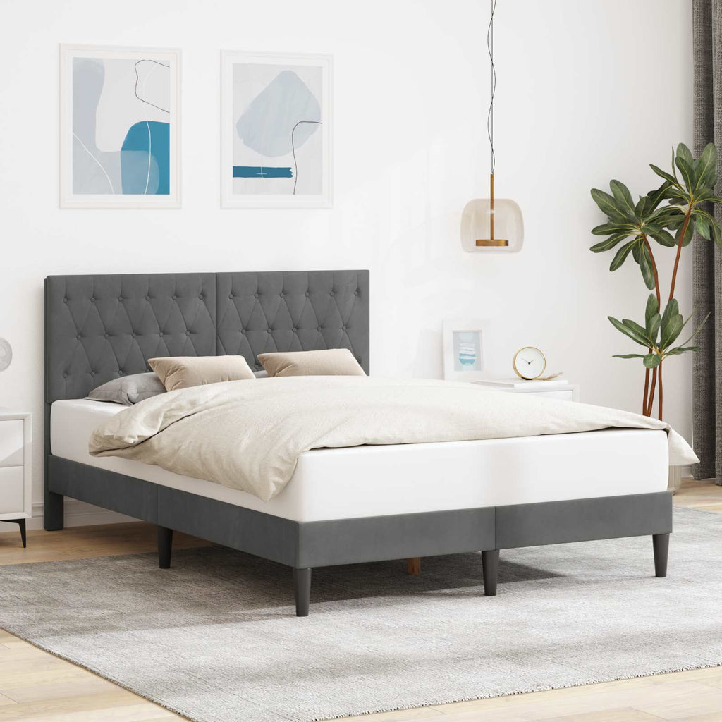 vidaXL Ramka łóżka Z zagłówkiem ciemnoszary 120 x 200 cm Welur