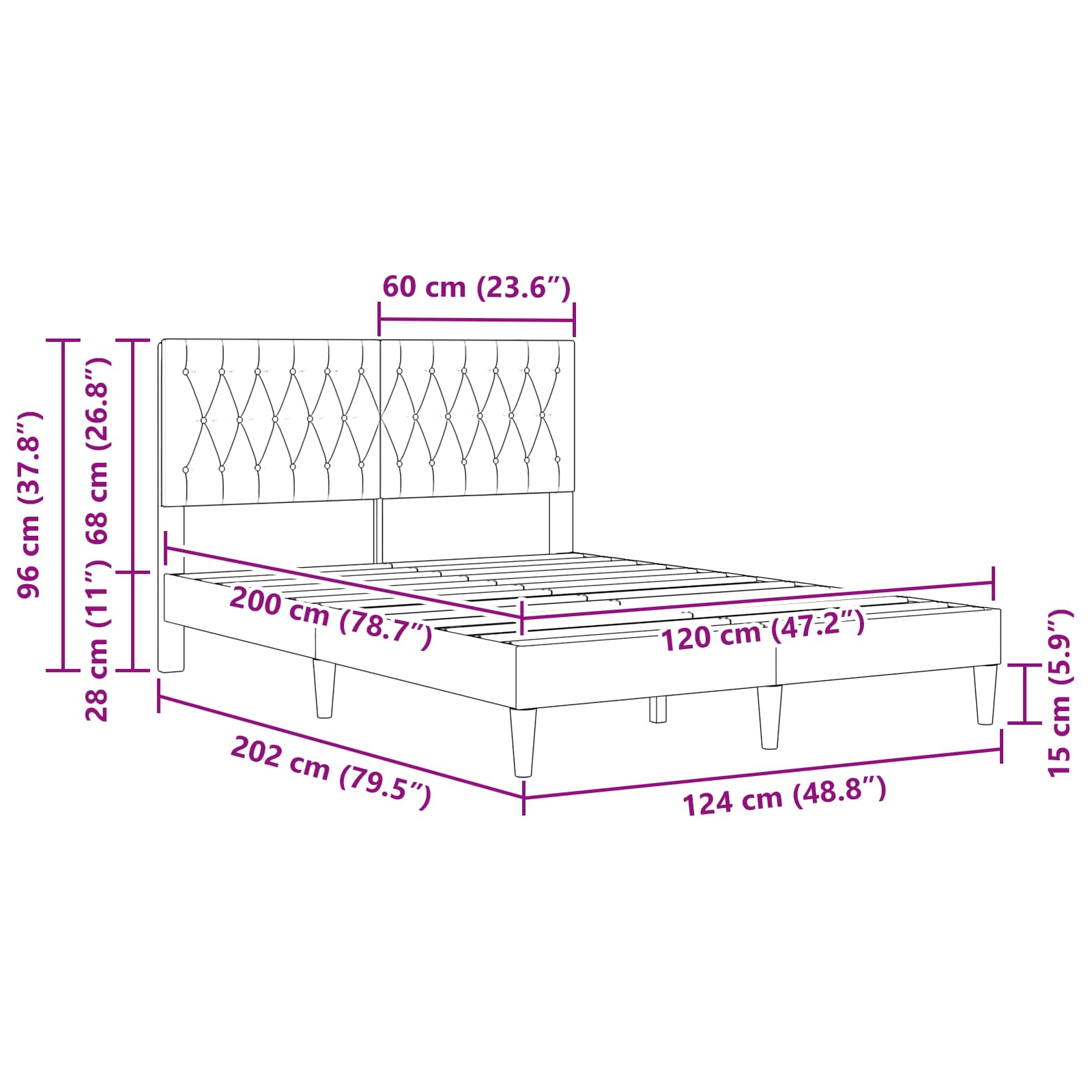 vidaXL Ramka łóżka Z zagłówkiem Ciemnozielony 120 x 200 cm Welur